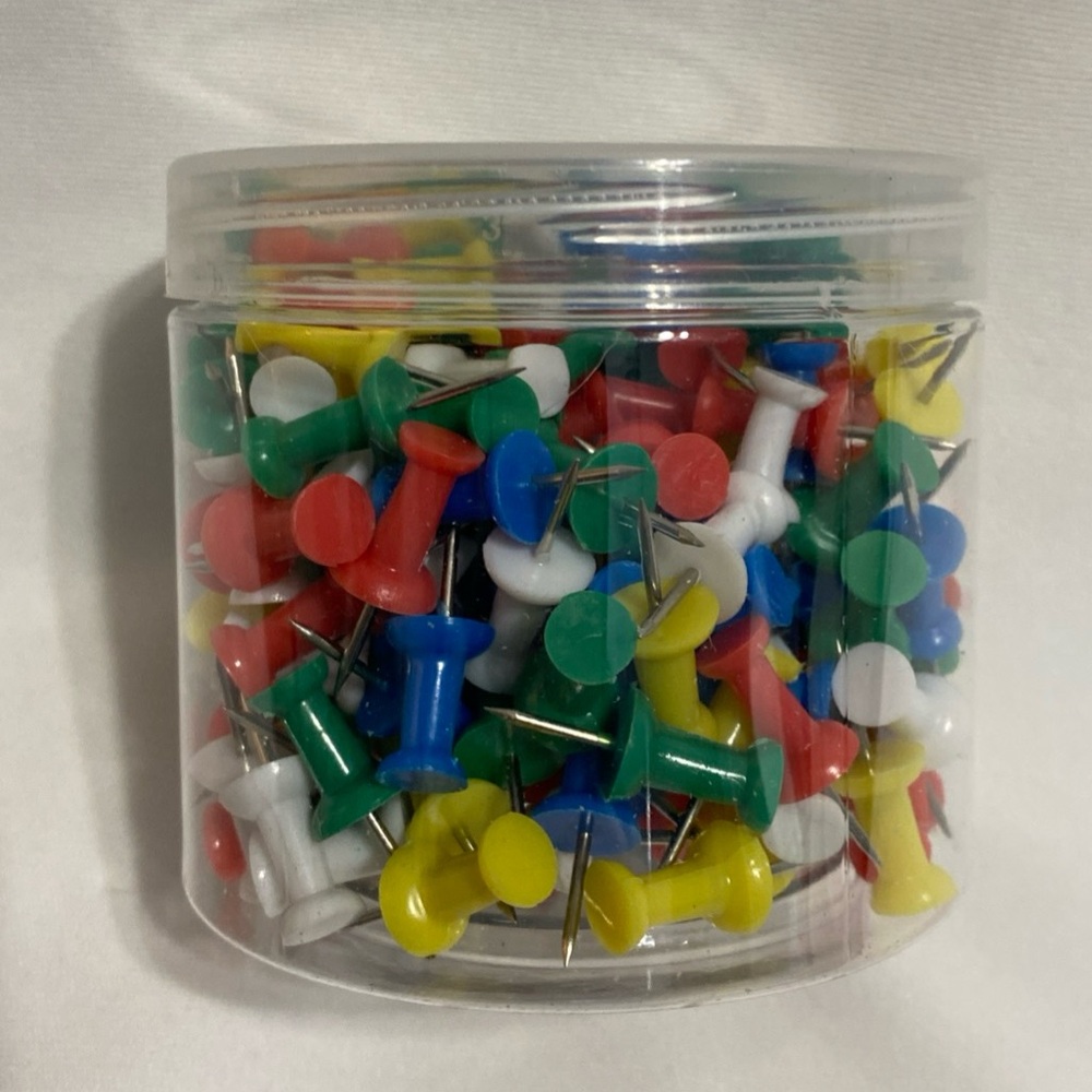 200 Count Push Pins Steel Point Assorted Colors - Picture 2 of 3
